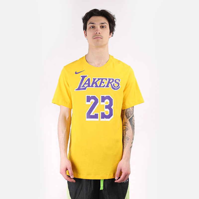 мужская желтая футболка Nike NBA Los Angeles Lakers Tee CV8528-730 - цена, описание, фото 3